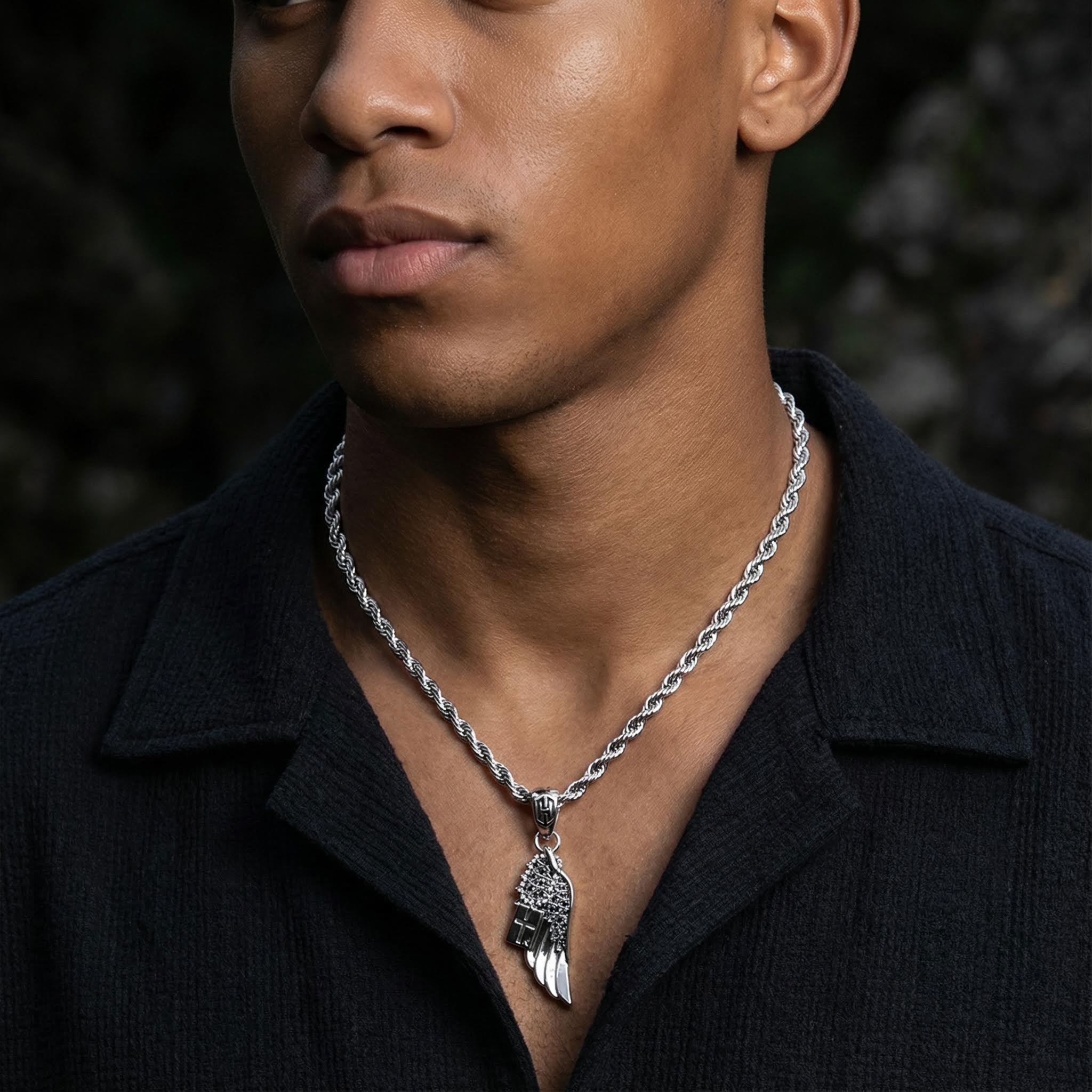 2pcs Couple Iced Angel Wings with Cross Pendant 2pcs Couple Iced Angel Wings with Cross Pendant