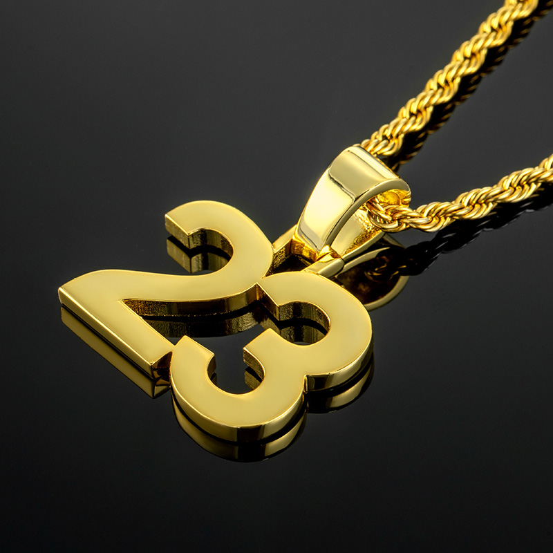 Custom Block Letter & Number Pendant in Gold