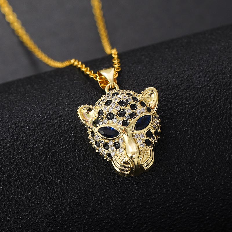 Iced 18K Gold Leopard Charm Necklace