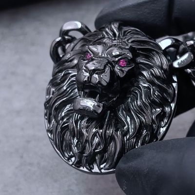 Roaring Lion Cuban Necklace in Black Gold