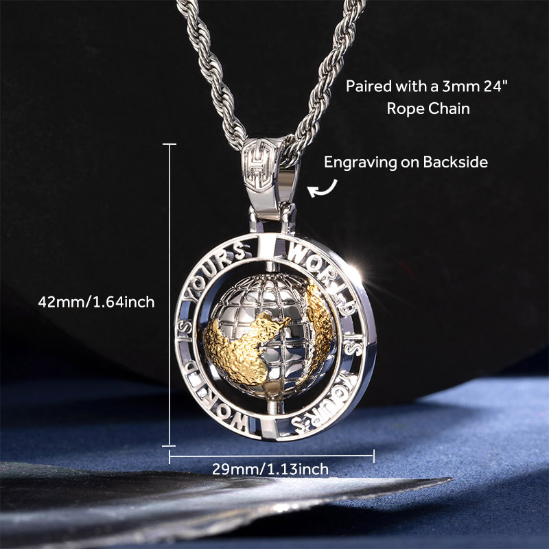 Rotating "World Is Yours" Globe Pendant