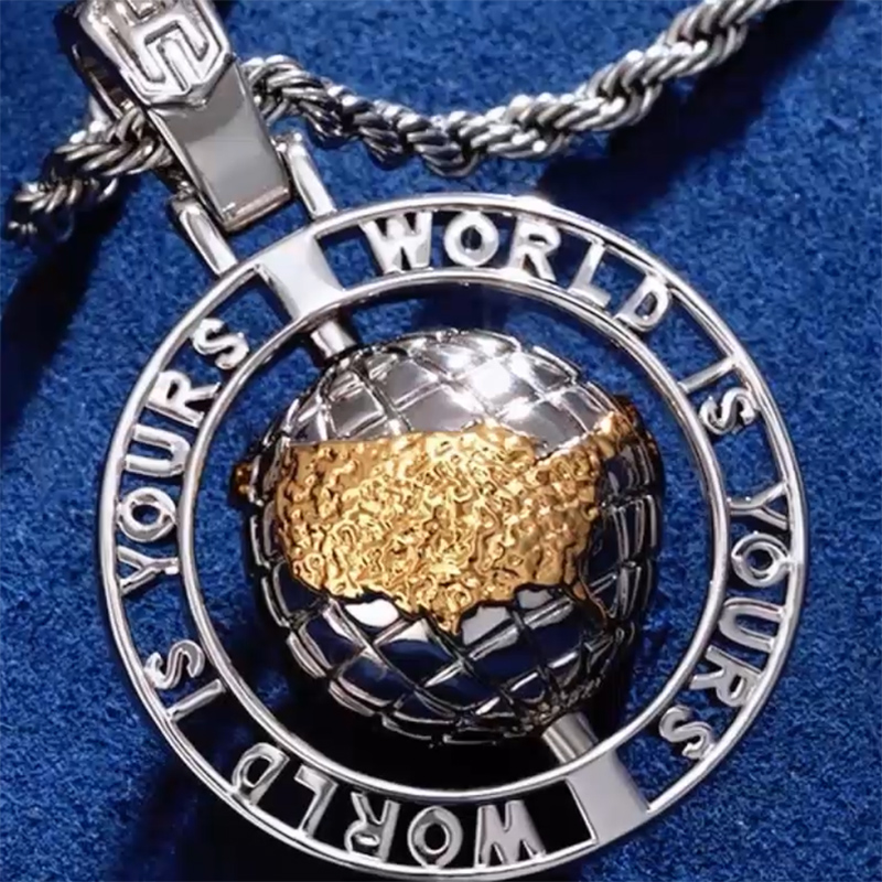 Rotating "World Is Yours" Globe Pendant