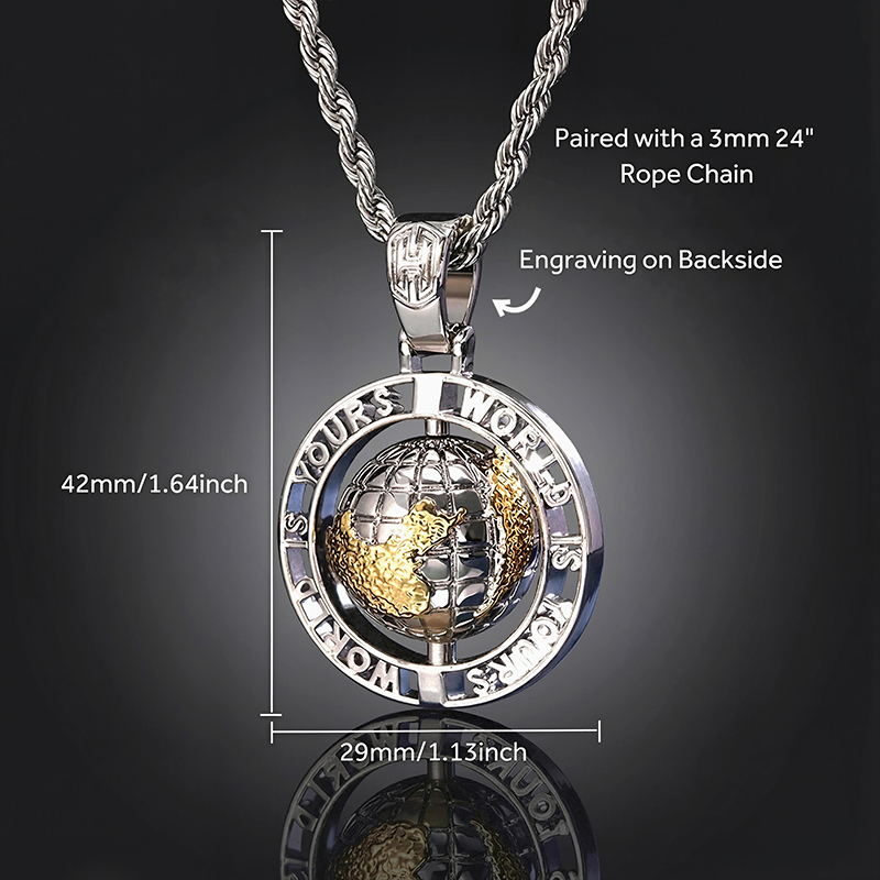 Rotating "World Is Yours" Globe Pendant