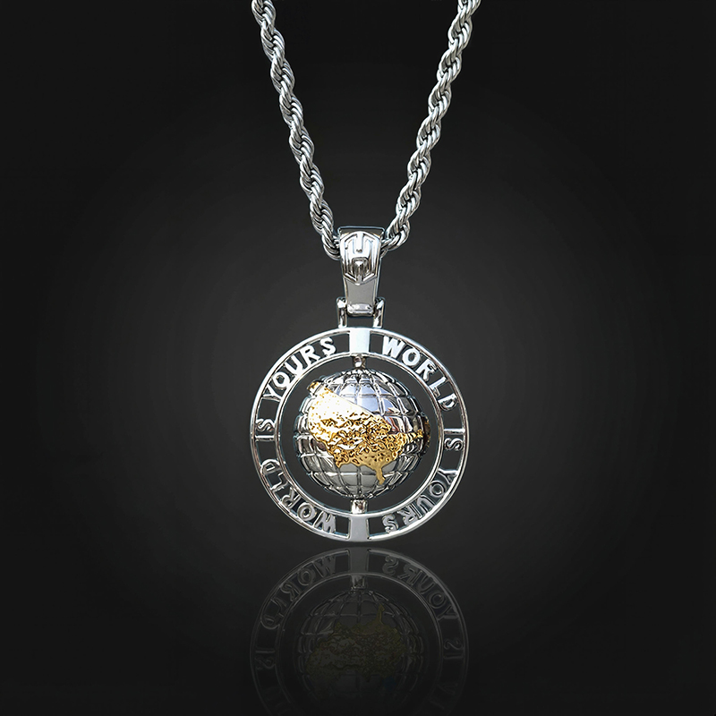 Rotating "World Is Yours" Globe Pendant