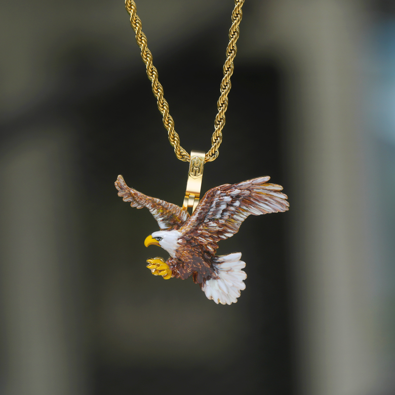 Hand-painted Enamel Flying Eagle Pendant