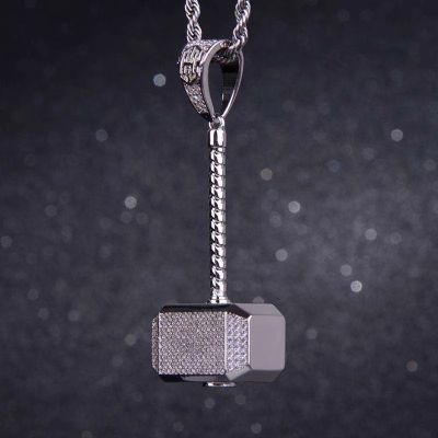 Iced hammer Pendant in White Gold