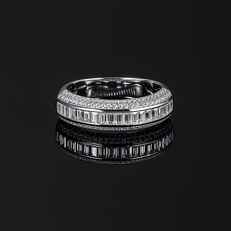 Moissanite Baguette Cut Band in S925 Sterling Silver