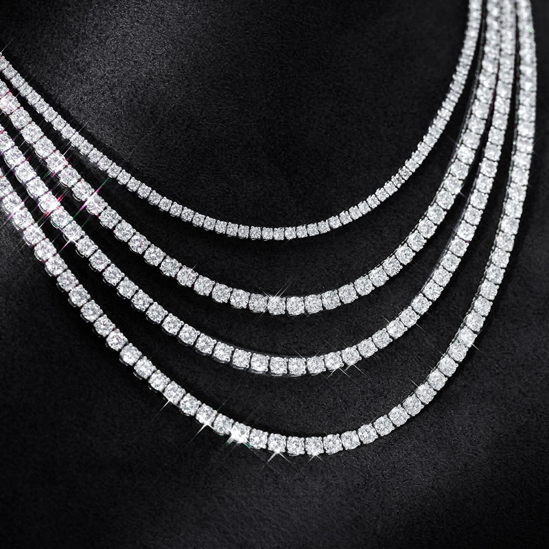 S925  Sterling Silver 5mm Moissanite Tennis Chain