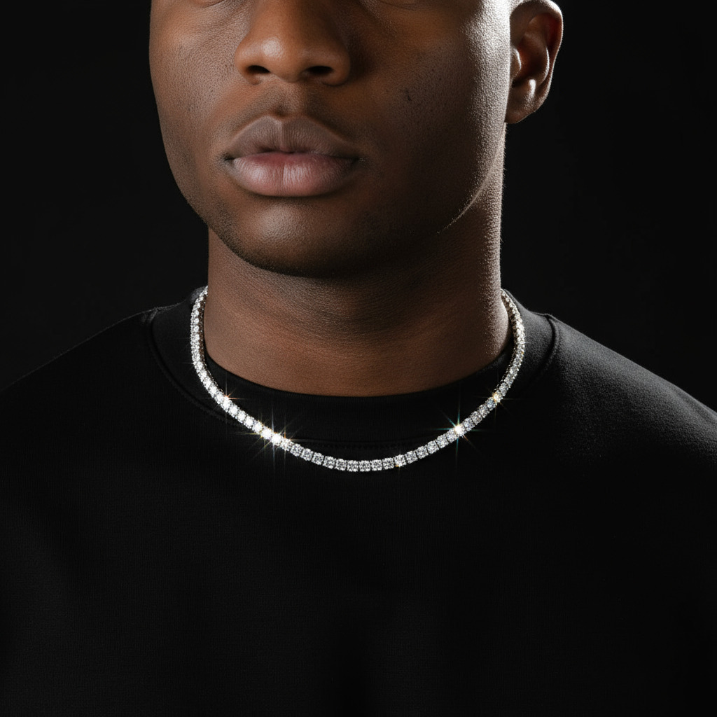 S925  Sterling Silver 5mm Moissanite Tennis Chain