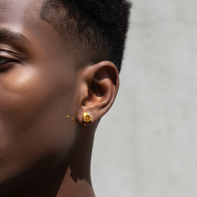 1Ct Moissanite Round Dark Champagne Stud Earrings in S925 Silver