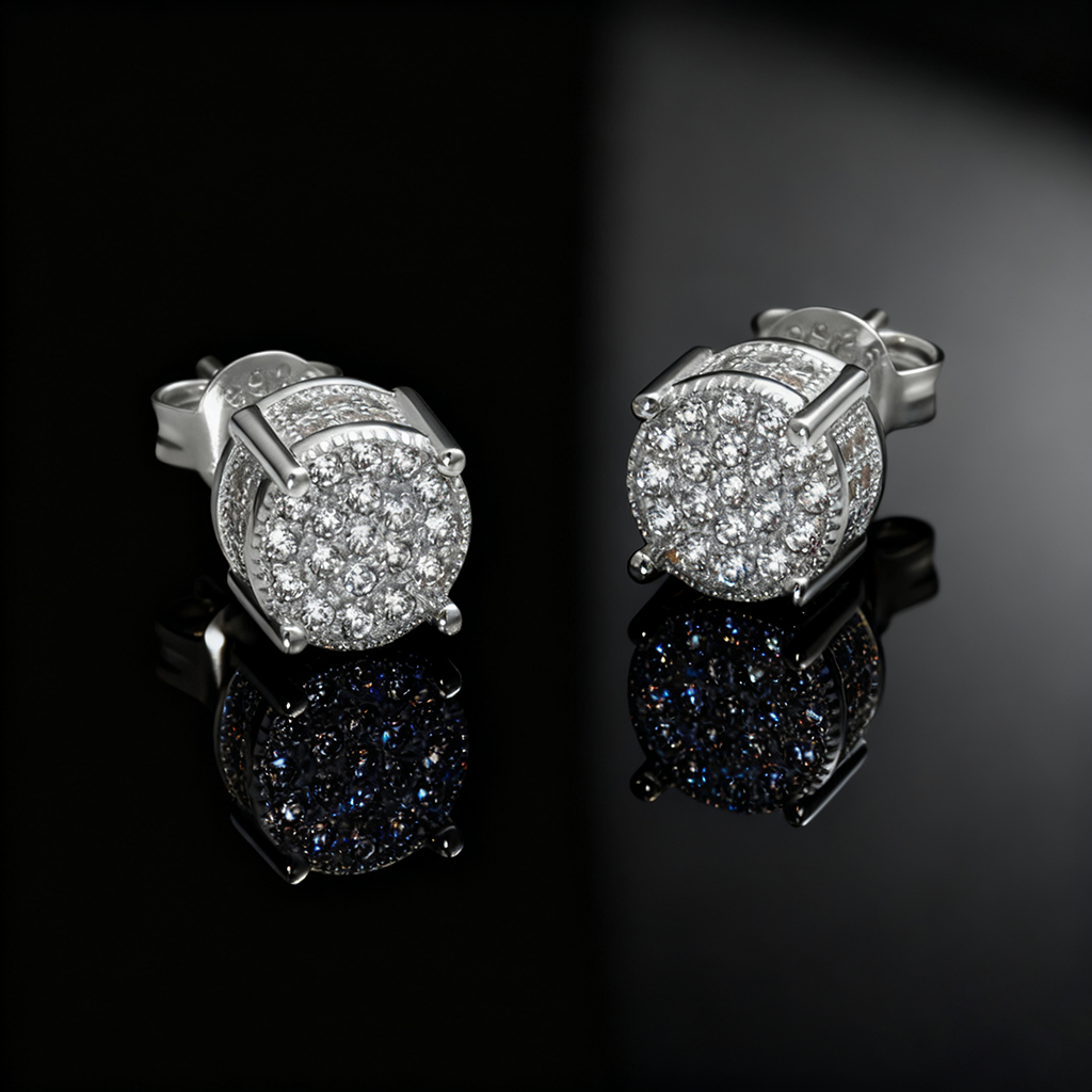 S925 Silver Micro Paved Moissanite Stud Earrings in 18K Gold Plated