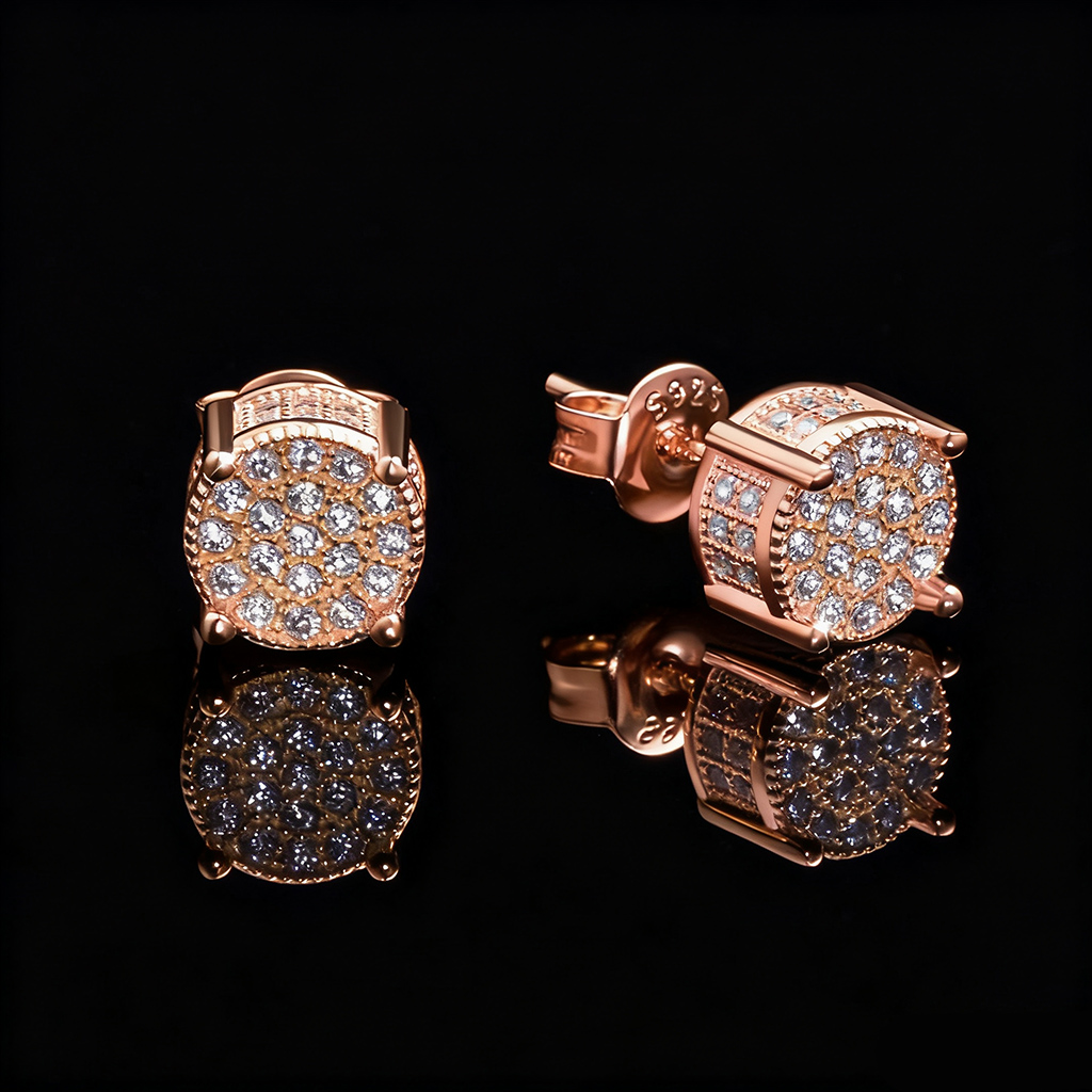 S925 Silver Micro Paved Moissanite Stud Earrings in 18K Gold Plated