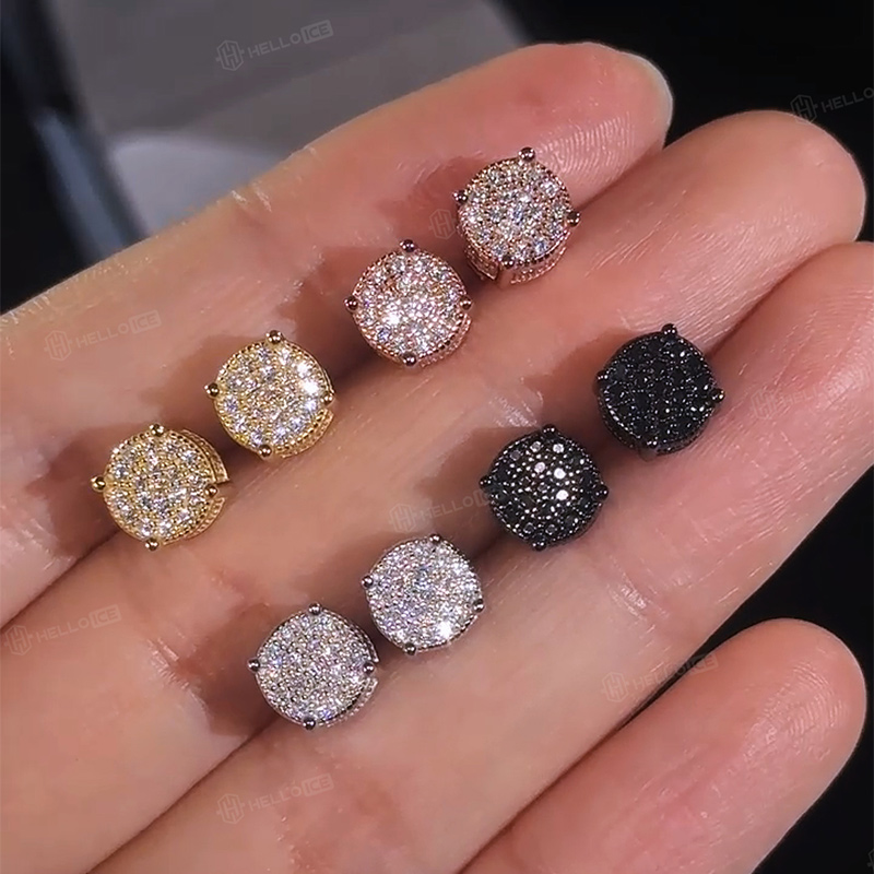 S925 Silver Micro Paved Moissanite Stud Earrings in 18K Gold Plated S925 Silver Micro Paved Moissanite Stud Earrings in 18K Gold Plated