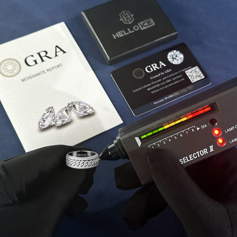 Micro Paved Moissanite Rotatable Cuban Link Ring in S925 Silver Micro Paved Moissanite Rotatable Cuban Link Ring in S925 Silver