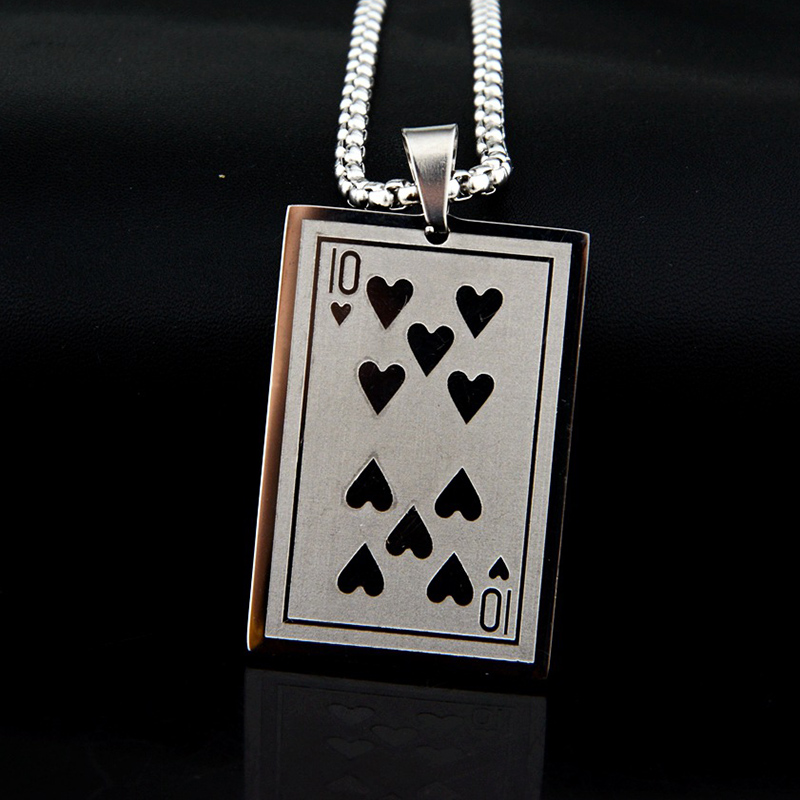 Poker Card A Q J 10 Stainless Steel Pendant