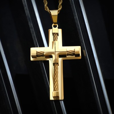 18K Gold Stainless Steel Cross Pendant