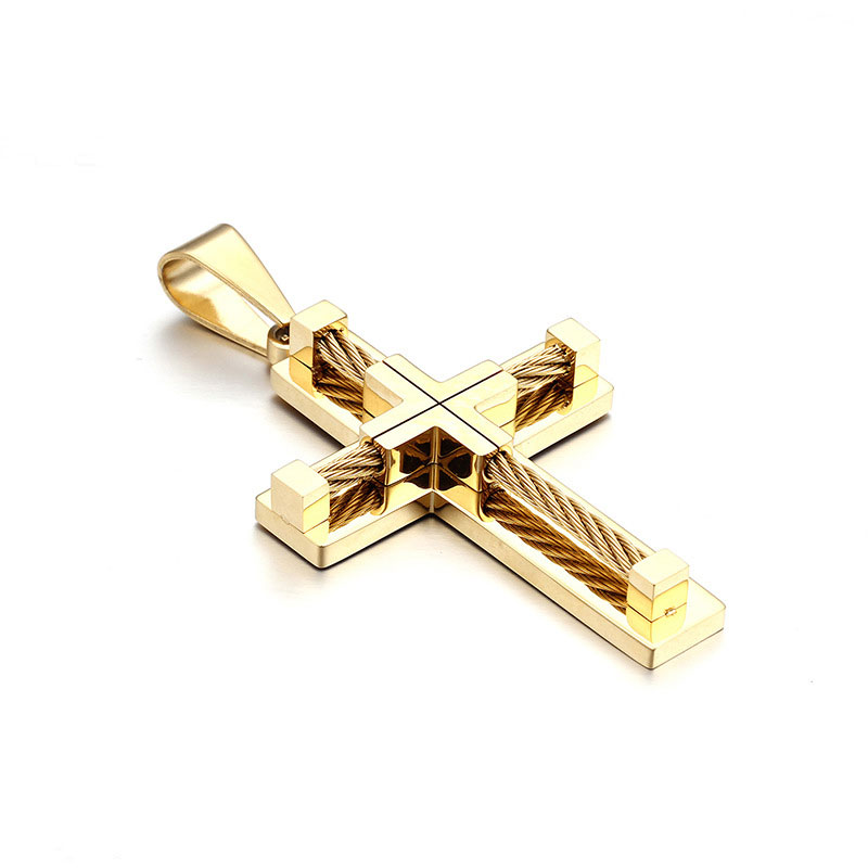 18K Gold Stainless Steel Cross Pendant