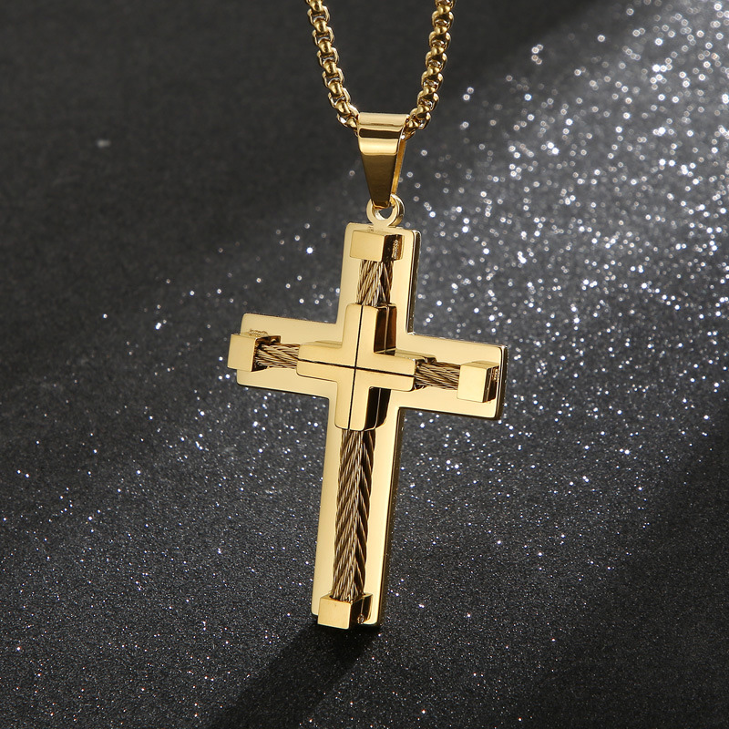 18K Gold Stainless Steel Cross Pendant