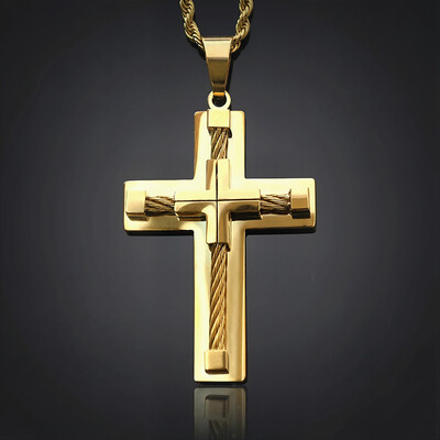18K Gold Stainless Steel Cross Pendant