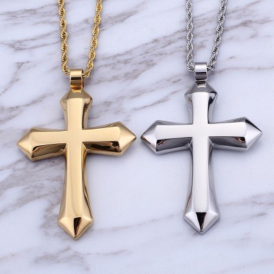 Simple Stainless Steel Cross Pendant in Gold