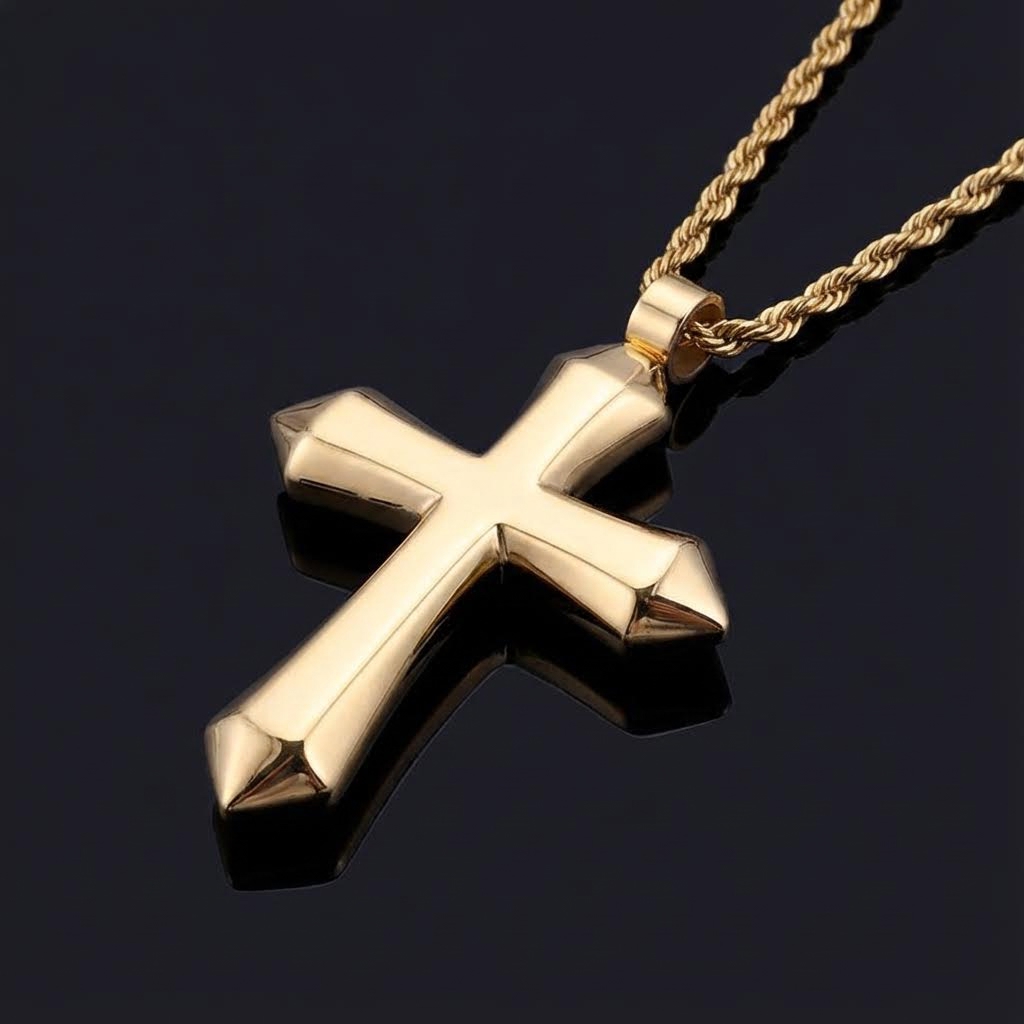 Simple Stainless Steel Cross Pendant in Gold Simple Stainless Steel Cross Pendant in Gold