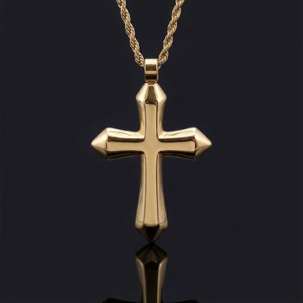 Simple Stainless Steel Cross Pendant in Gold Simple Stainless Steel Cross Pendant in Gold