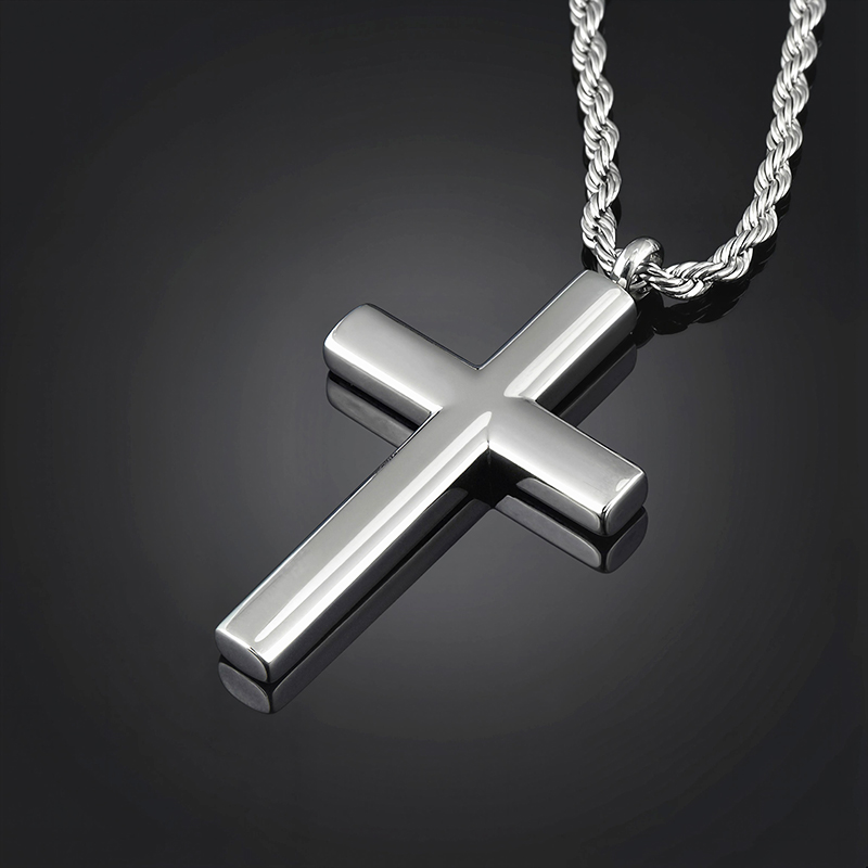 Cylinder Stainless Steel Cross Pendant