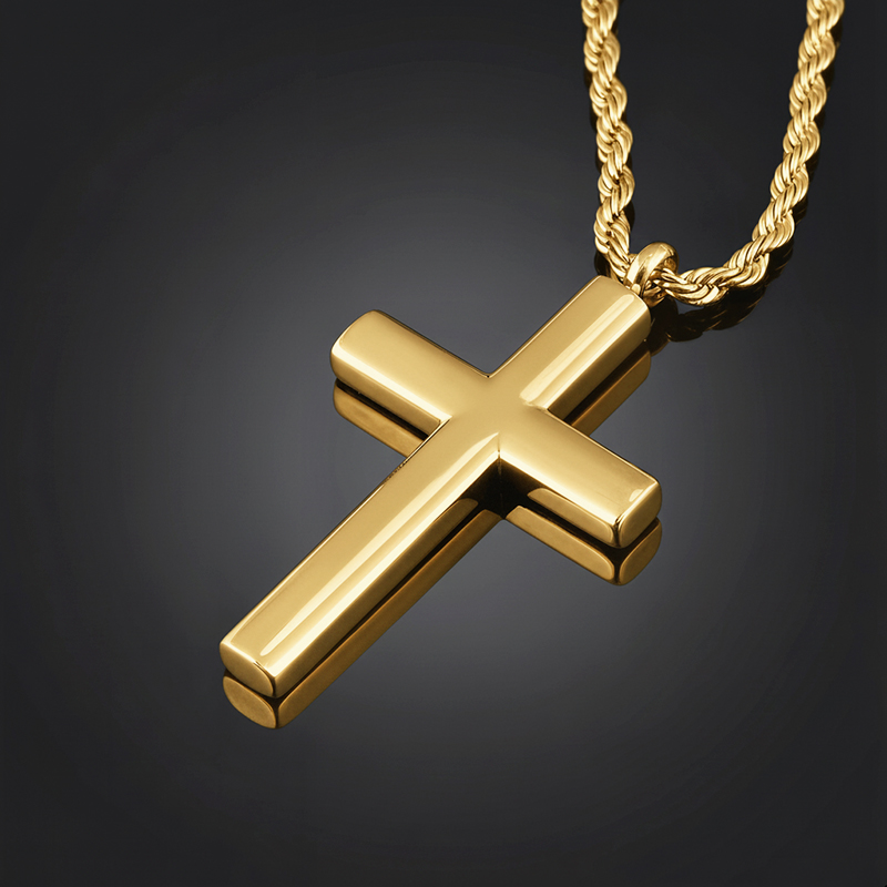 Cylinder Stainless Steel Cross Pendant