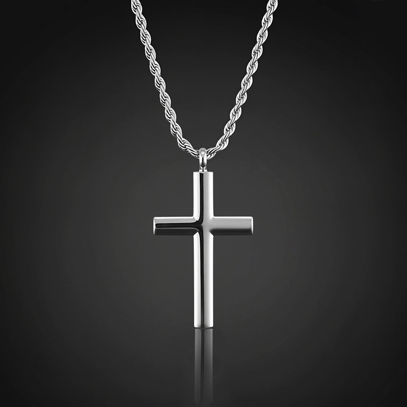 Cylinder Stainless Steel Cross Pendant