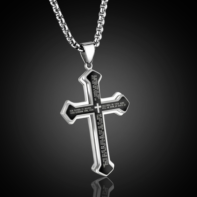 Layered Bible Cross Titanium Steel Pendant