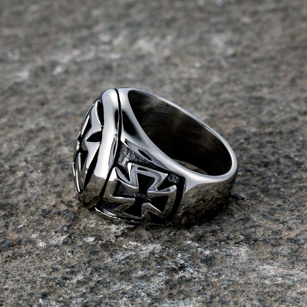  Vintage Iron Cross Stainless Steel Ring