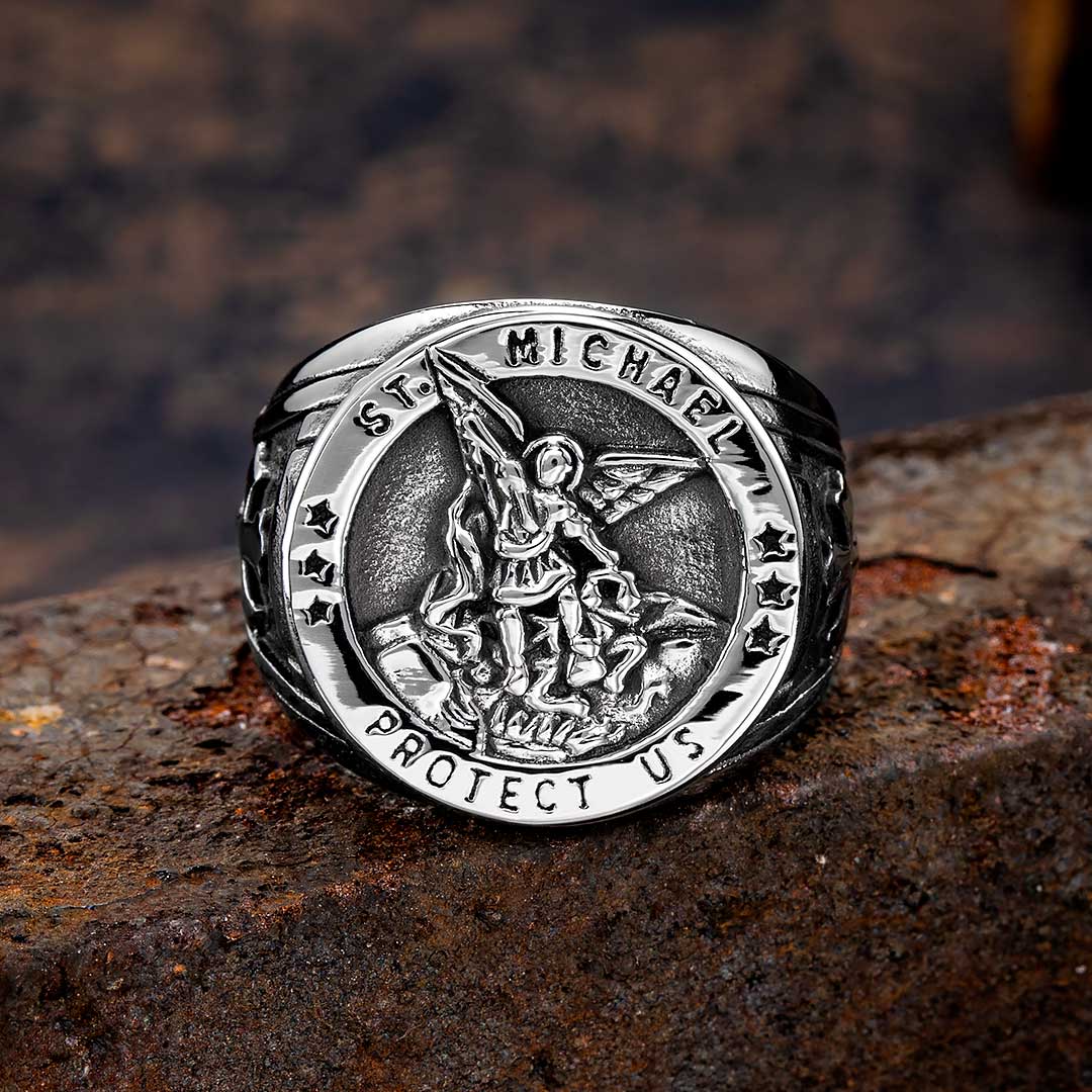  Archangel Saint Michael Stainless Steel Ring