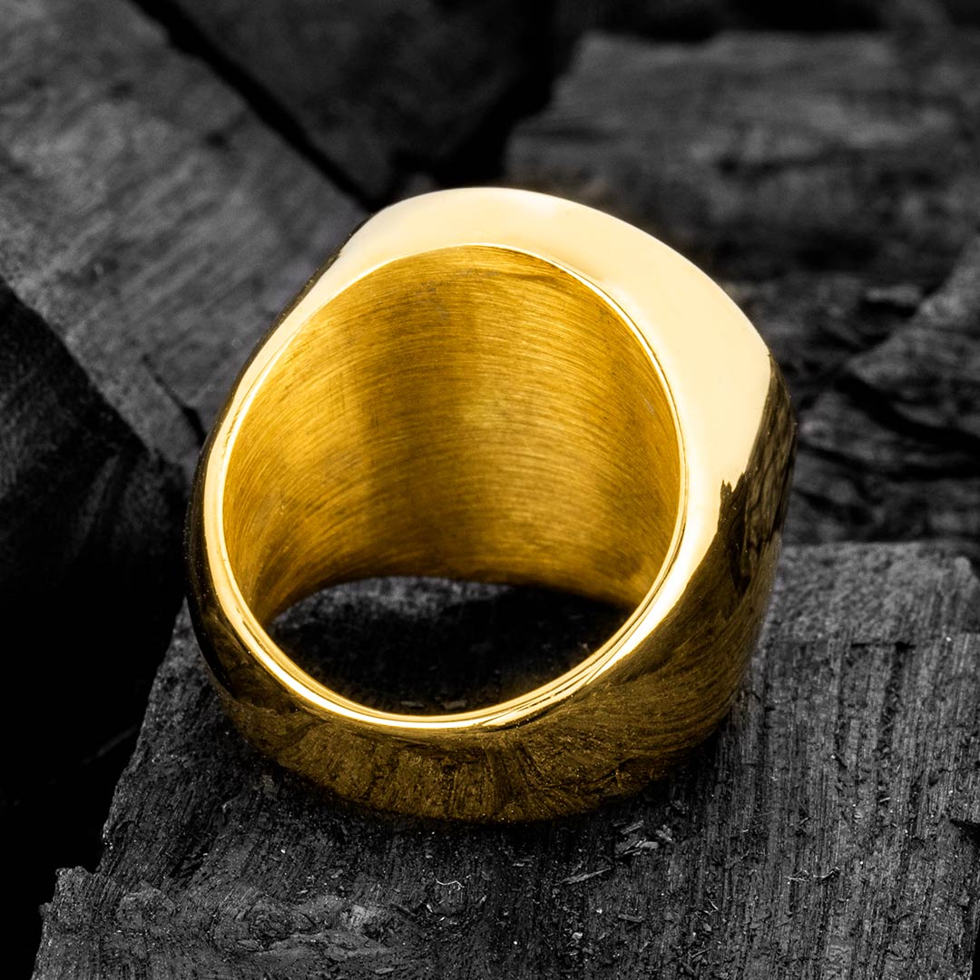 ST. Benedict Stainless Steel Ring in Gold