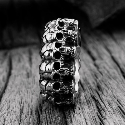  Skull Surrounded Stainless Steel Ring
