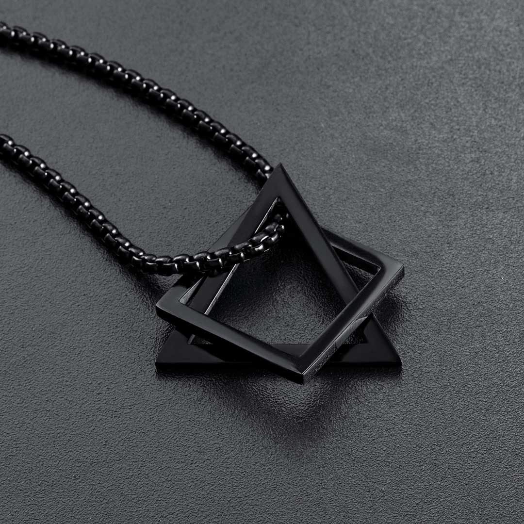 Interlock Black Square Triangle Geometric Pendant Interlock Black Square Triangle Geometric Pendant