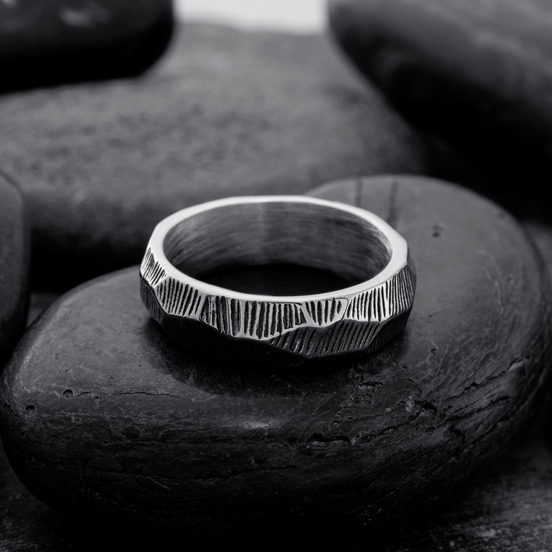 Hammered Viking Stainless Steel Ring