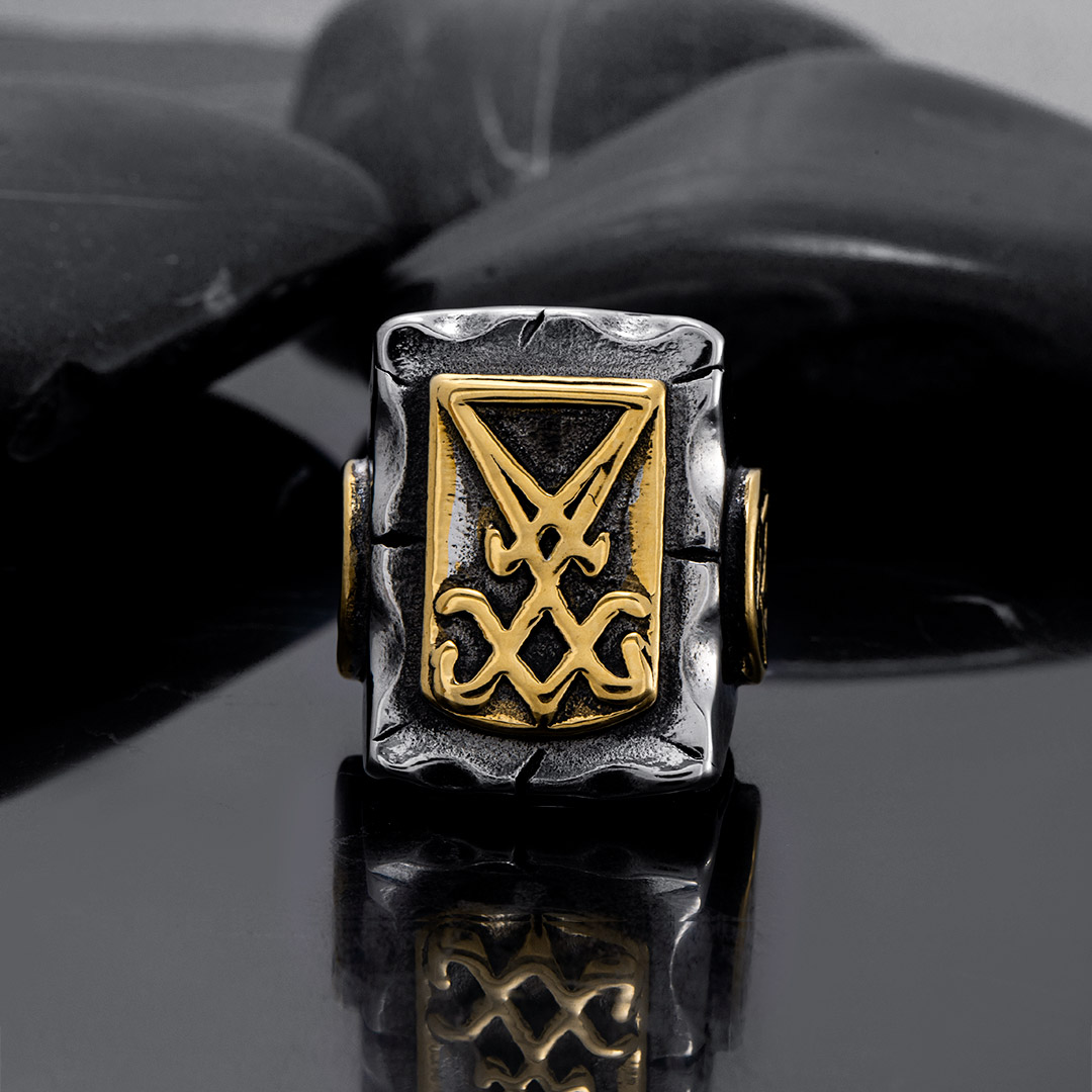  Sigil of Lucifer Stars Stainless Steel Ring