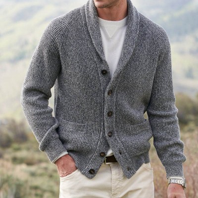 Men's Lapel Button Knitted Cardigan