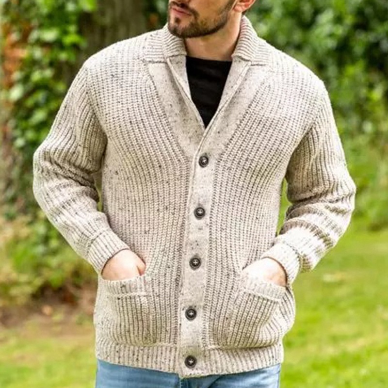 Men's Long Sleeve Lapel Pocket Sweater