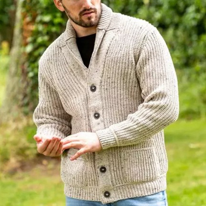 Men's Long Sleeve Lapel Pocket Sweater