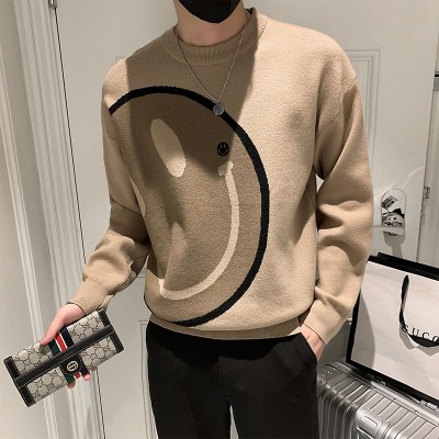 Smiley Jacquard Pullover Knit Sweater