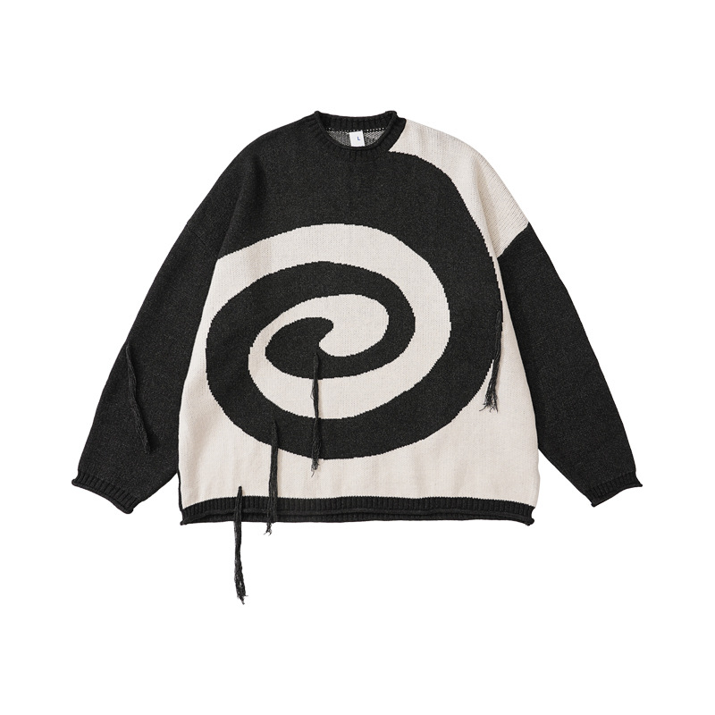 Swirl-Print Crew-Neck Fashion Sweater