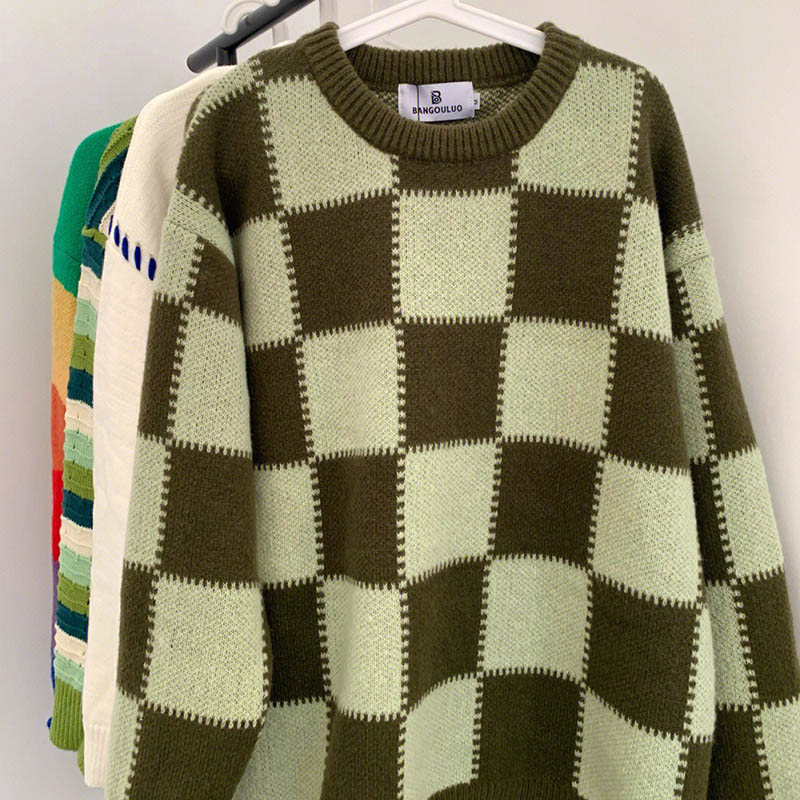 Checkerboard Crewneck Sweater