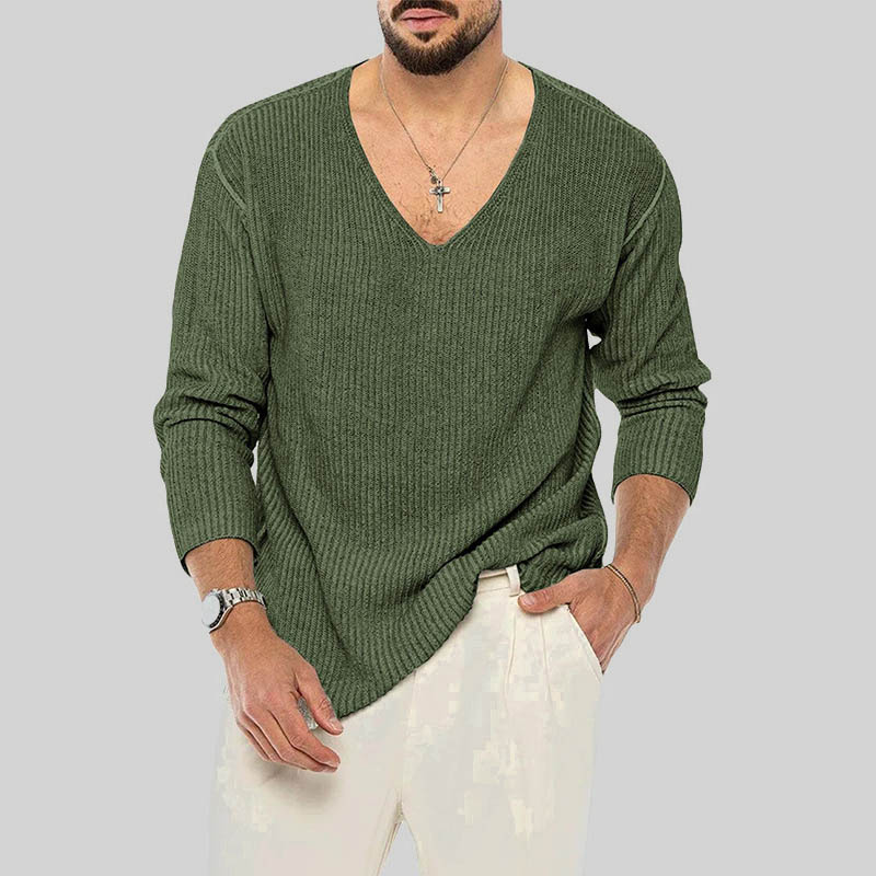 Men's Solid Color Long Sleeve Fashion Sweater