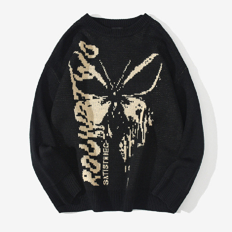 Butterfly Pattern Jacquard Knitted Sweater