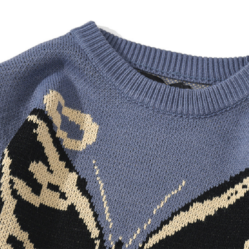 Butterfly Pattern Jacquard Knitted Sweater