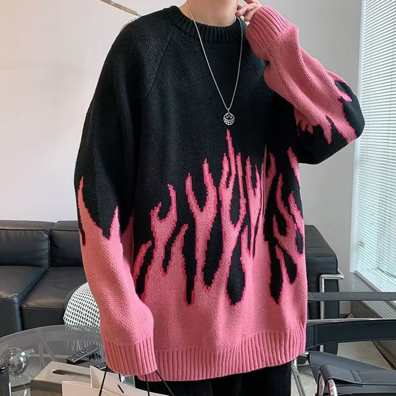 Retro Gradient Flame Hip Hop Sweater