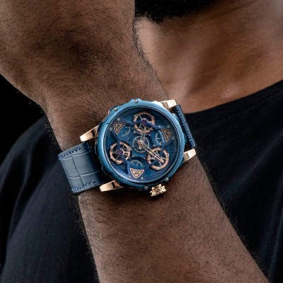 Men's Waterproof Mechanical 44mm Leather Strap Watch