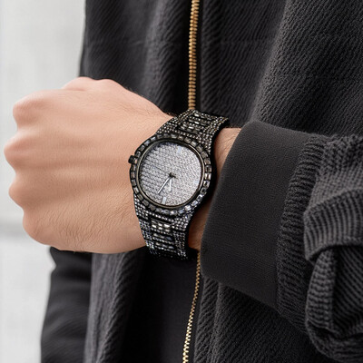 Iced Quartz Men's Fashion Watch in Black Gold