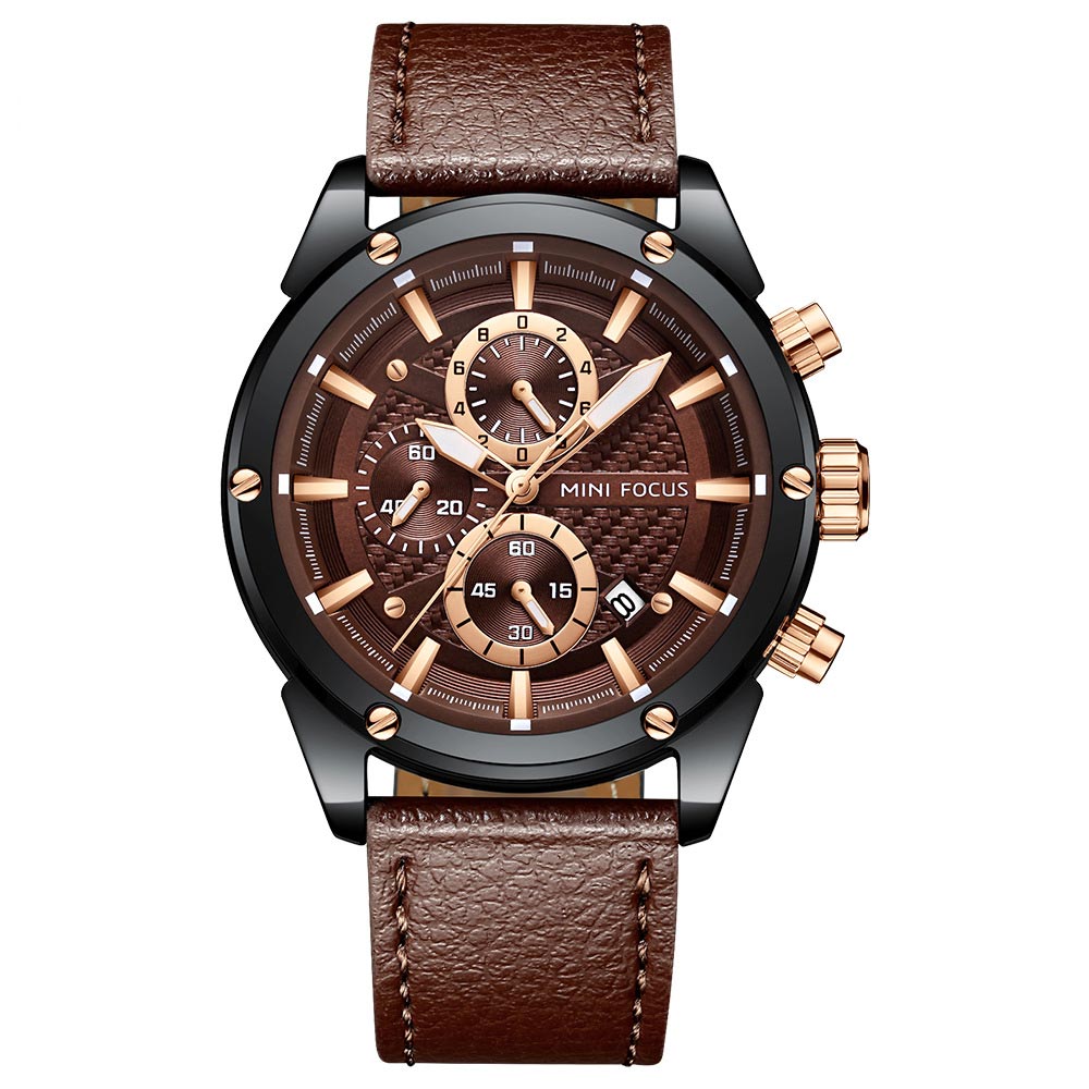  Casual Business Leather Strap Luminous Watch with Date